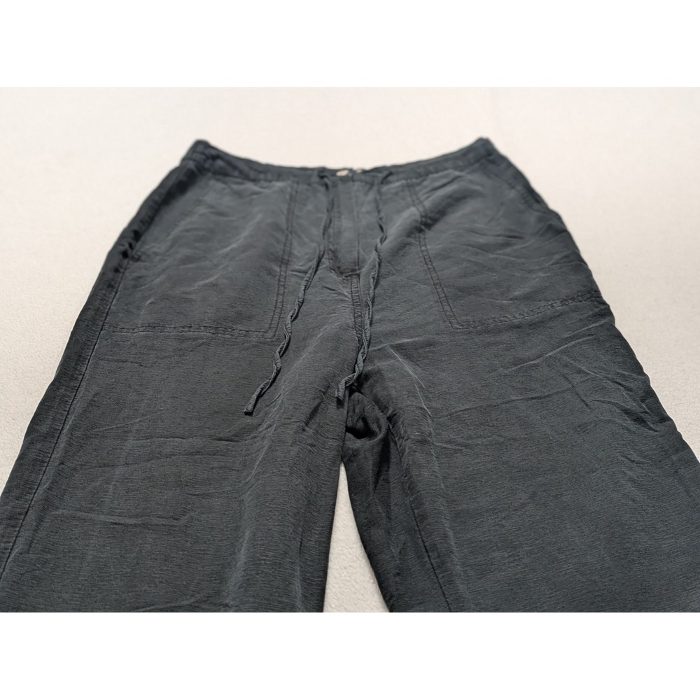 Linden Hill 100% Silk Pants Black Wide Leg Size Small Cropped Lagenlook Washable - Picture 7 of 11